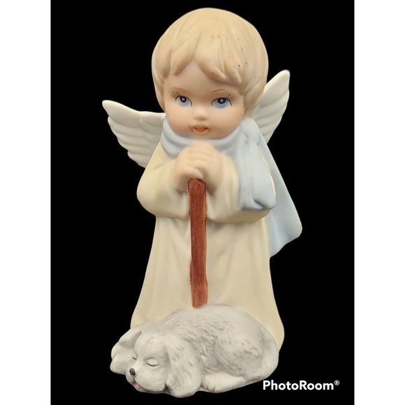 Vintage Lefton Angel Figurine With Puppy Dog 1990 Christopher Collection 07697 - Picture 1 of 6